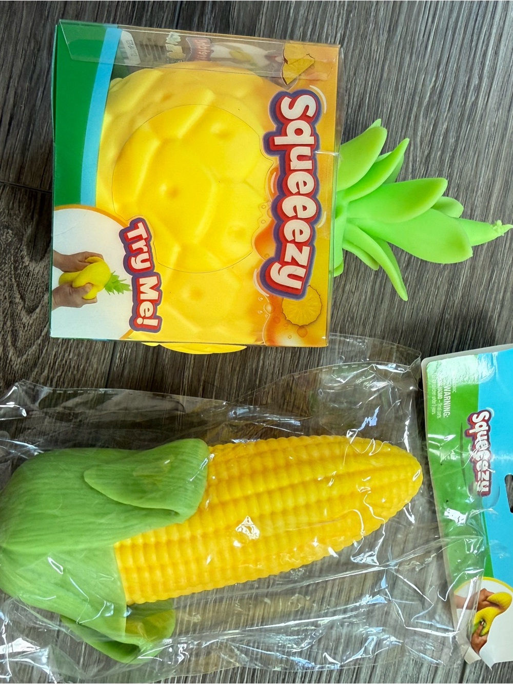 Squeezy large corn and pinneapple target squishy
